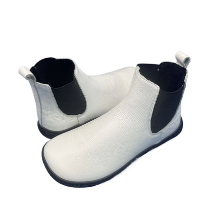 Tipsietoes Chelsea Barefoot Autumn Genuine Cow Leather Boots With Wool Linning Inside For Women Wider Toes Box Light Weight