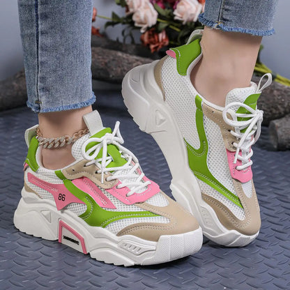 Women Purple Platform Sports Shoes Women Thick Sole Breathable Black Casual Shoes Fashion Slip On 2025 Outdoor Walking Sneakers
