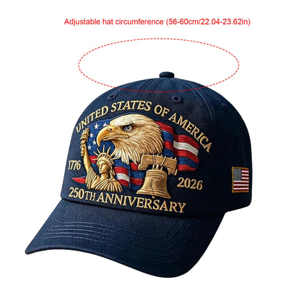 United States 250th Anniversary Cap Adjustable Washed Cotton Baseball Cap Vintage Tribute Eagle Printed Patriotic Trucker Hat