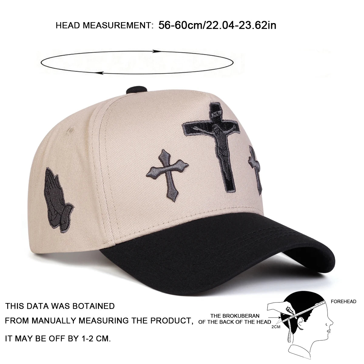Unisex Cross Embroidery Baseball Caps Spring and Autumn Outdoor Adjustable Casual Hats Sunscreen Hat Sports Cap