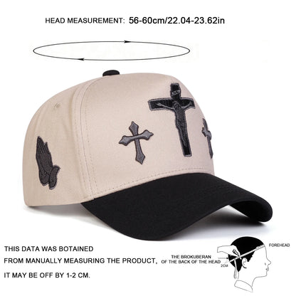 Unisex Cross Embroidery Baseball Caps Spring and Autumn Outdoor Adjustable Casual Hats Sunscreen Hat Sports Cap