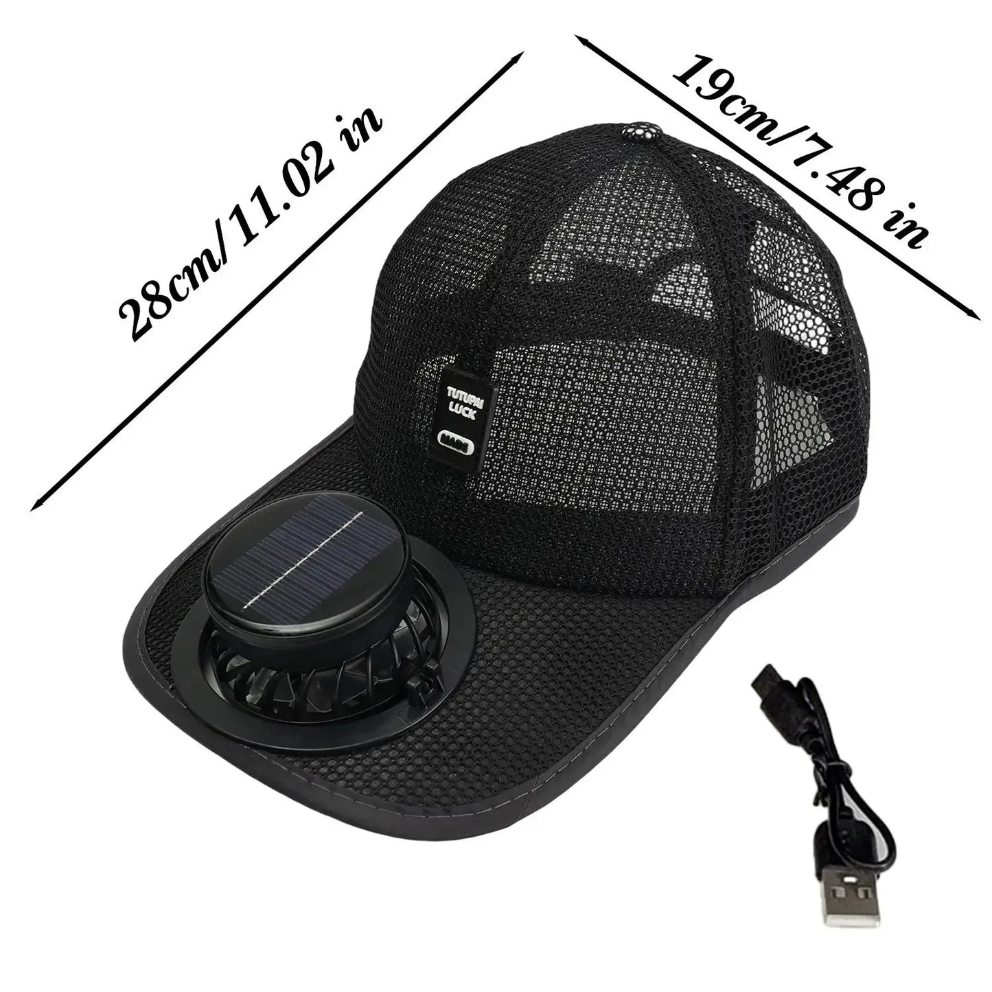 Solar Powered Cap with Fan Summer Breathable Mesh Sun Protection Outdoor Baseball Hat for Men USB Rechargeable Cooling Headwear