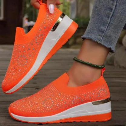Women Purple Platform Sports Shoes Women Thick Sole Breathable Black Casual Shoes Fashion Slip On 2025 Outdoor Walking Sneakers