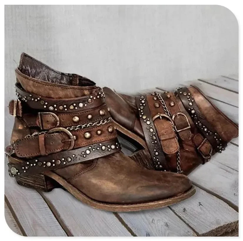Autumn and Winter Fashion Women's Boots New Platform Casual Leather Plus Size 43 Women's Boots Belt Buckle Boots Botas Femininas