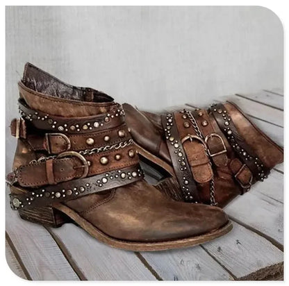 Autumn and Winter Fashion Women's Boots New Platform Casual Leather Plus Size 43 Women's Boots Belt Buckle Boots Botas Femininas