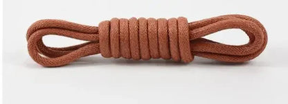 Solid Color Cotton Waxed Shoelaces Leather Waterproof Round Shoe Laces Boots Shoelace Shoestring Accessories