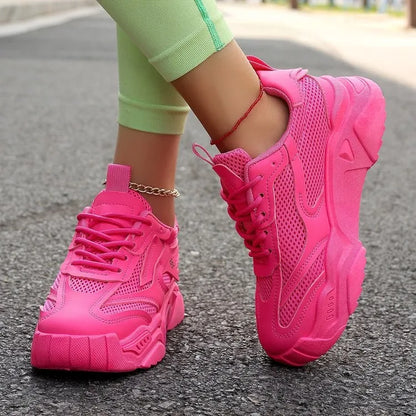 Women Purple Platform Sports Shoes Women Thick Sole Breathable Black Casual Shoes Fashion Slip On 2025 Outdoor Walking Sneakers