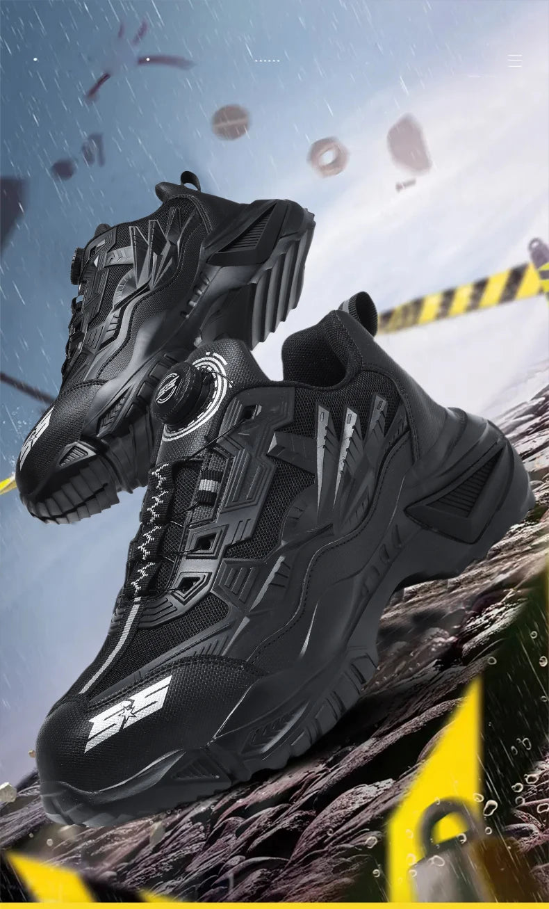 Men's Military Tactical Boots Army Boots Men Side Zipper Military Boots Men Anti-Slip Ankle Boots Work Safety Shoes Hiking Shoe