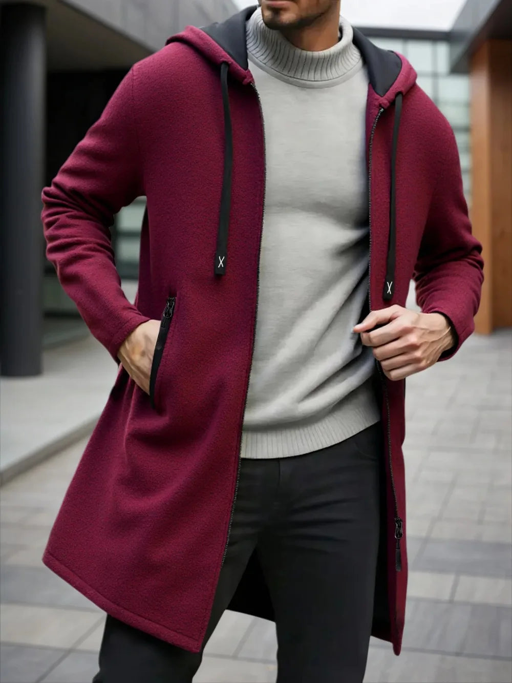 Men's Zipper Long Sleeve Coat Autumn Winter Fleece Warm Hoodies Jacket Loose Casual Outdoor Tracksuit Solid Color Sweatshirts