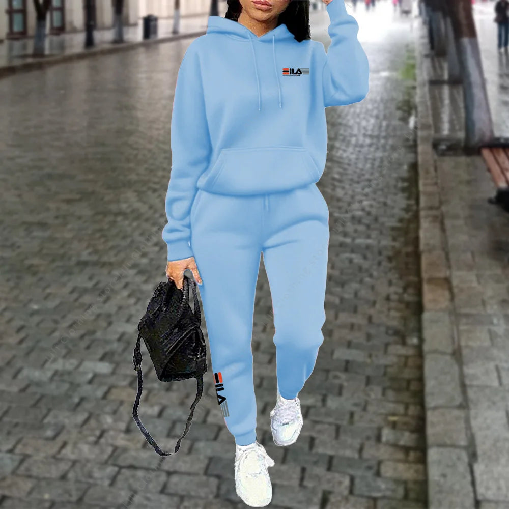 Women's Tracksuit Hoodies Trousers 2PCS Suit Winter Sports Jogging Outfits Fashion Street Designer Clothes for Women Pants Set