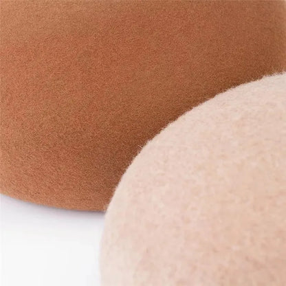 Women Wool Felt Berets Hat Vintage Hard Top Concave Top Fedoras Hats Wedding Fascinator Hats Wedding Cocktail Party Pillbox Cap