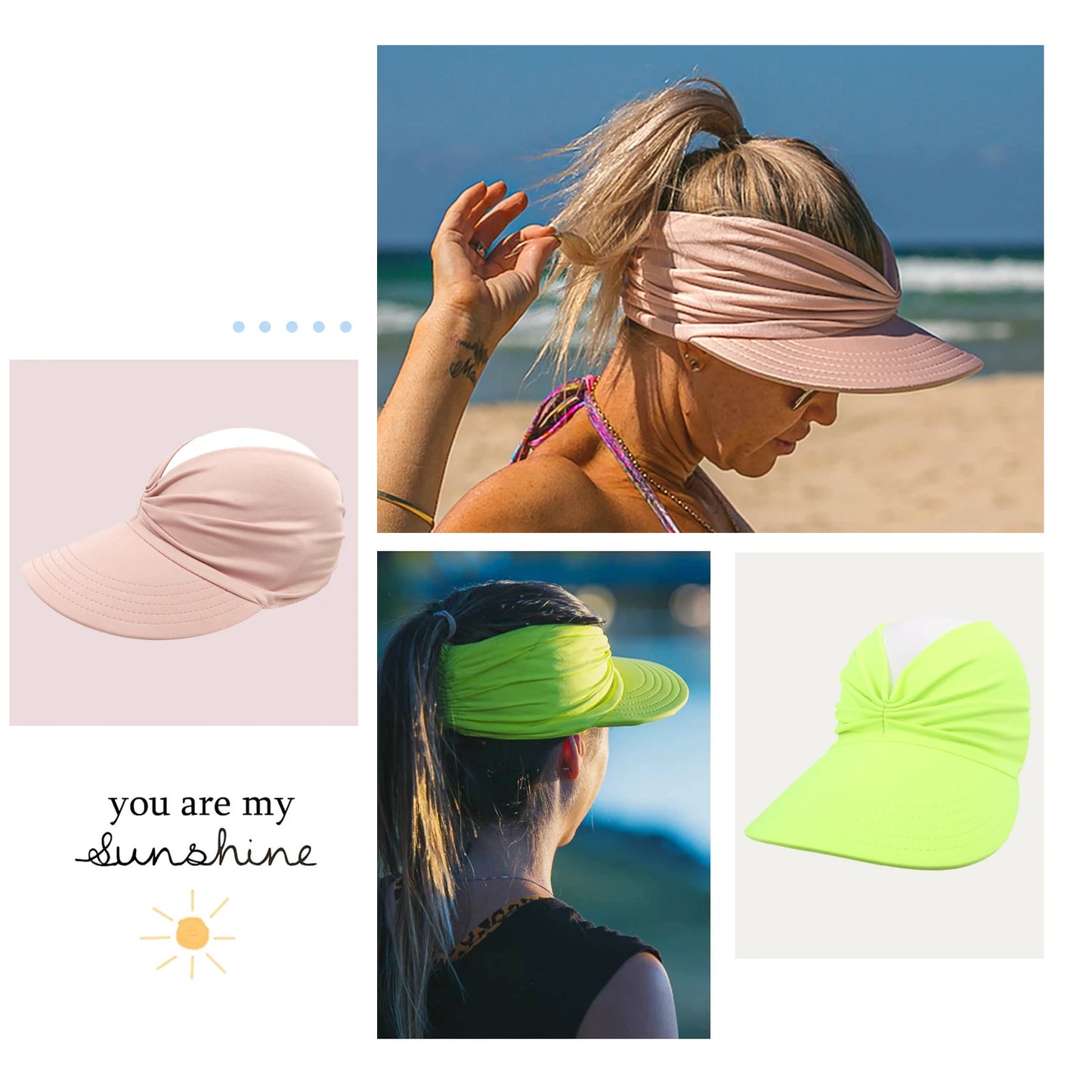 Spring and Summer Beach Sun Hat for Women New Ladies Outdoor Sports Empty Top Hat Sun-Protection Visior