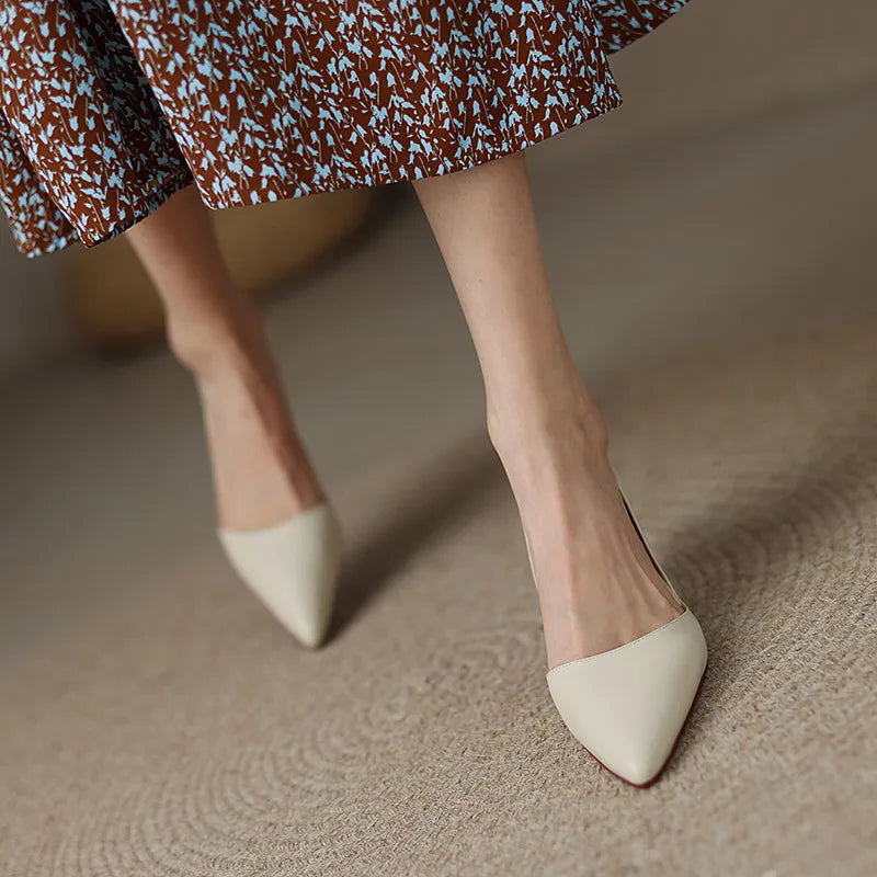FEDONAS Basic Women Pumps Spring Summer Dress Office Ladies Pointed Toe Thin Heels Genuine Leather Shoes Woman Fashion Elegant