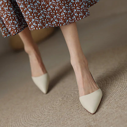 FEDONAS Basic Women Pumps Spring Summer Dress Office Ladies Pointed Toe Thin Heels Genuine Leather Shoes Woman Fashion Elegant