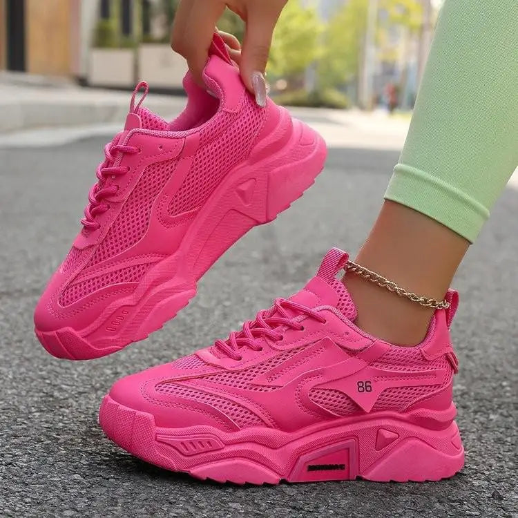 Women Purple Platform Sports Shoes Women Thick Sole Breathable Black Casual Shoes Fashion Slip On 2025 Outdoor Walking Sneakers