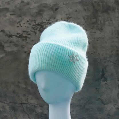 Hot Selling Winter Hat Real Rabbit Fur Winter Hats For Women Snowflake Warm Beanie cold Hats Women Solid Adult Cover Head Cap