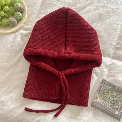 Short style Women Knitted Balaclava Fashion Fake Collar Shawl Hooded Hat Thick Warm Beanines Winter Hat official website