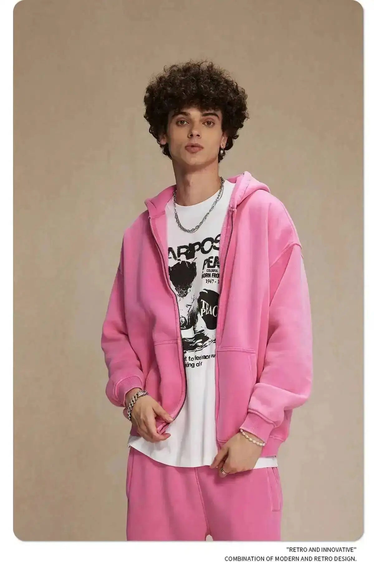 IEFB Men's Wear Wax Printing Vintage Male Hoodies Oversized Loose Zipper Water Washed Plush Sweatshirt Trendy New 9C9349