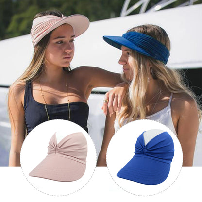 Spring and Summer Beach Sun Hat for Women New Ladies Outdoor Sports Empty Top Hat Sun-Protection Visior