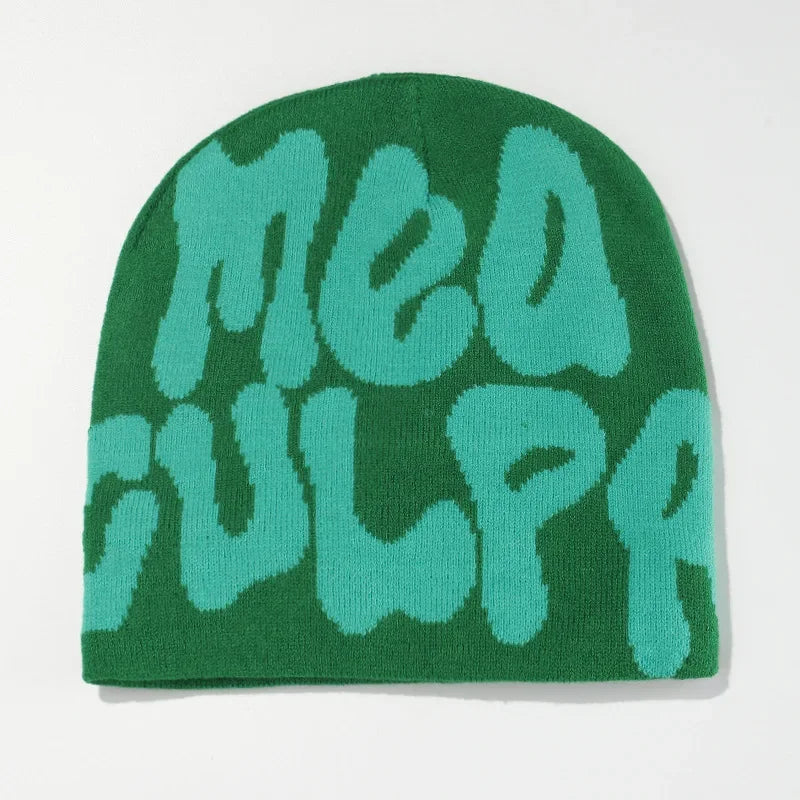 Mea Culpas Beanies Hats For Women Men Autumn Winter Fashion Printed Wool Acrylic Knitted Caps Bonnet Kpop Elastic Skullies Hat
