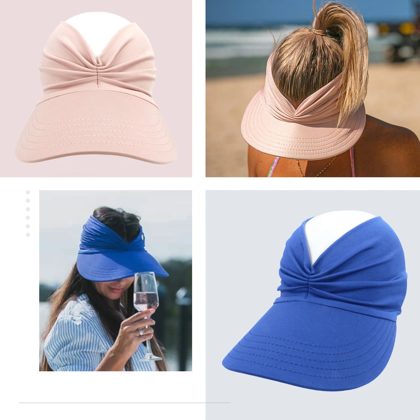 Spring and Summer Beach Sun Hat for Women New Ladies Outdoor Sports Empty Top Hat Sun-Protection Visior