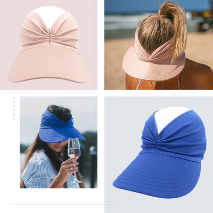 Spring and Summer Beach Sun Hat for Women New Ladies Outdoor Sports Empty Top Hat Sun-Protection Visior