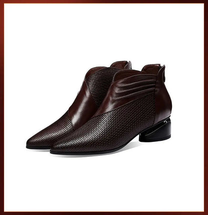 2024 Fashion Luxury Leather Ankle Boots Womens Pointed Toe Sneakers Autumn Shoes Ladies Office Low Heels