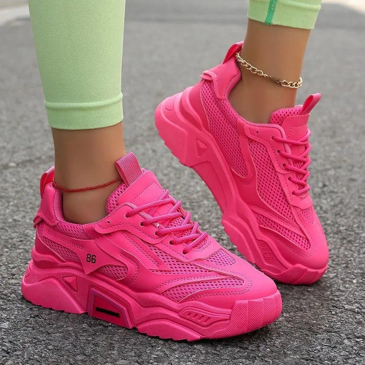 Women Purple Platform Sports Shoes Women Thick Sole Breathable Black Casual Shoes Fashion Slip On 2025 Outdoor Walking Sneakers