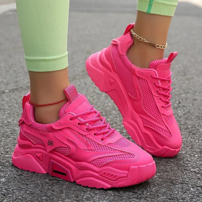 Women Purple Platform Sports Shoes Women Thick Sole Breathable Black Casual Shoes Fashion Slip On 2025 Outdoor Walking Sneakers