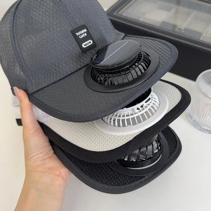 Solar Powered Cap with Fan Summer Breathable Mesh Sun Protection Outdoor Baseball Hat for Men USB Rechargeable Cooling Headwear