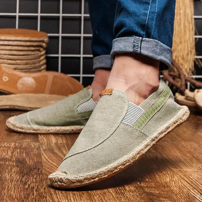 Mens Casual Vintage Loafers Flat Hemp Bottom Fishermen Shoes Driving Soft Shoes Holiday Beach Sailing Bohemian Autumn Size 38-45