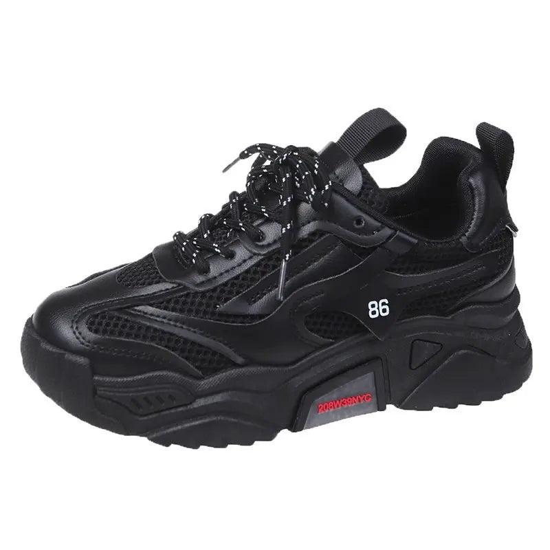 Women Purple Platform Sports Shoes Women Thick Sole Breathable Black Casual Shoes Fashion Slip On 2025 Outdoor Walking Sneakers