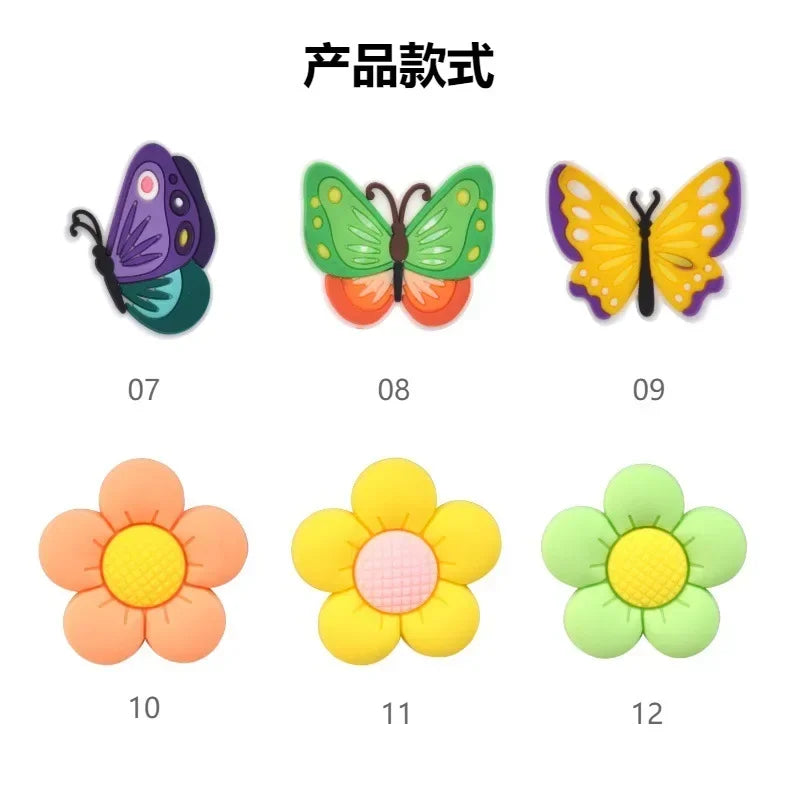 PVC Butterfly Flower Big Size Beach Bag Buckle Charms Decorations Accessories for Bog Totes Bag Woman DIY Gift Travel Pendant