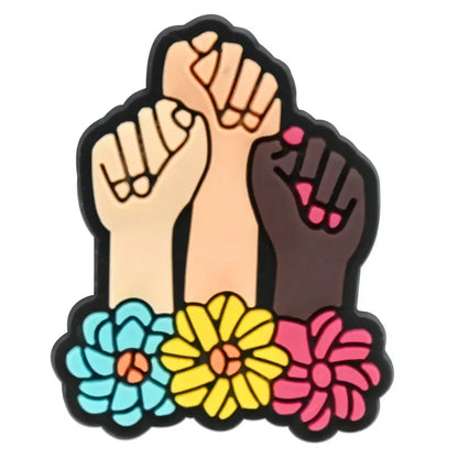 Cute Pink Power Shoe Charms Decoration for Crocs Pin Accessories Charms Bracelet Wristband DIY Shoe Women Party Gifts