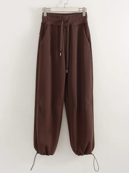 Women Tracksuits Winter Fleece Sweatsuit Brown Warm Crop Zipper Hoodies And Sweatpants Set For Women 2 Piece Velvet Pants Sets