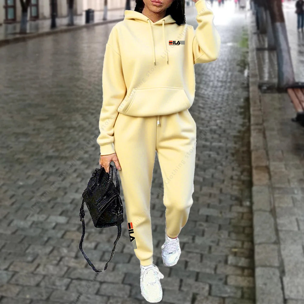 Women's Tracksuit Hoodies Trousers 2PCS Suit Winter Sports Jogging Outfits Fashion Street Designer Clothes for Women Pants Set