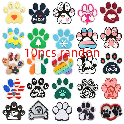lovely dog paw PVC shoe Charms Slippers Buckle combination Fit Wristbands accessories Decoration Bands gift unisex party