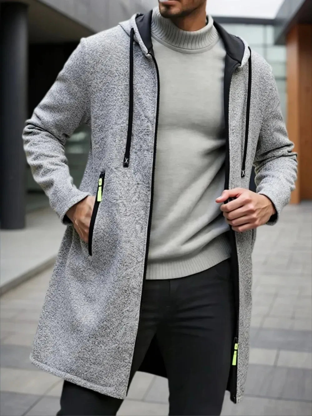 Men's Zipper Long Sleeve Coat Autumn Winter Fleece Warm Hoodies Jacket Loose Casual Outdoor Tracksuit Solid Color Sweatshirts