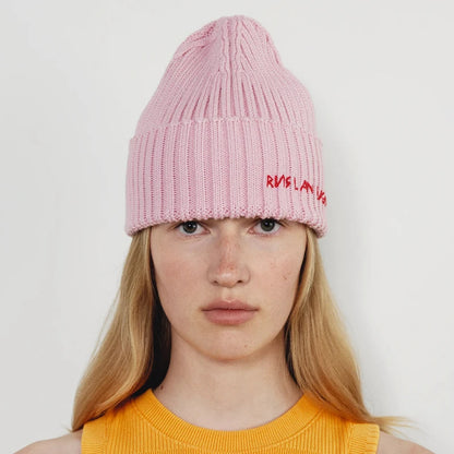 Winter Wool Knit Beanie Hat for Men and Women Thick Warm Embroidered Letter Knitted Cap Unisex Fashion Cold Weather Hat
