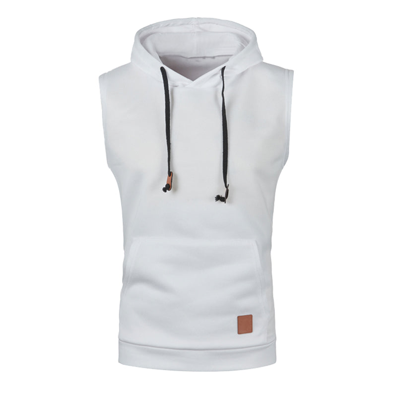 Mens Sleeveless Hoodies Fashion Casual Hooded Sweatshirt Men Bodybuilding Tank Top Sporting Shirt Waistcoat Vest Gym