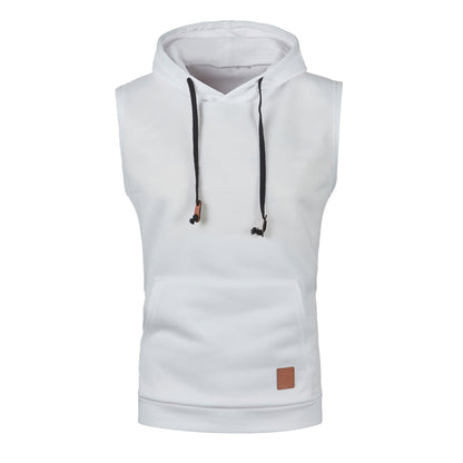 Mens Sleeveless Hoodies Fashion Casual Hooded Sweatshirt Men Bodybuilding Tank Top Sporting Shirt Waistcoat Vest Gym
