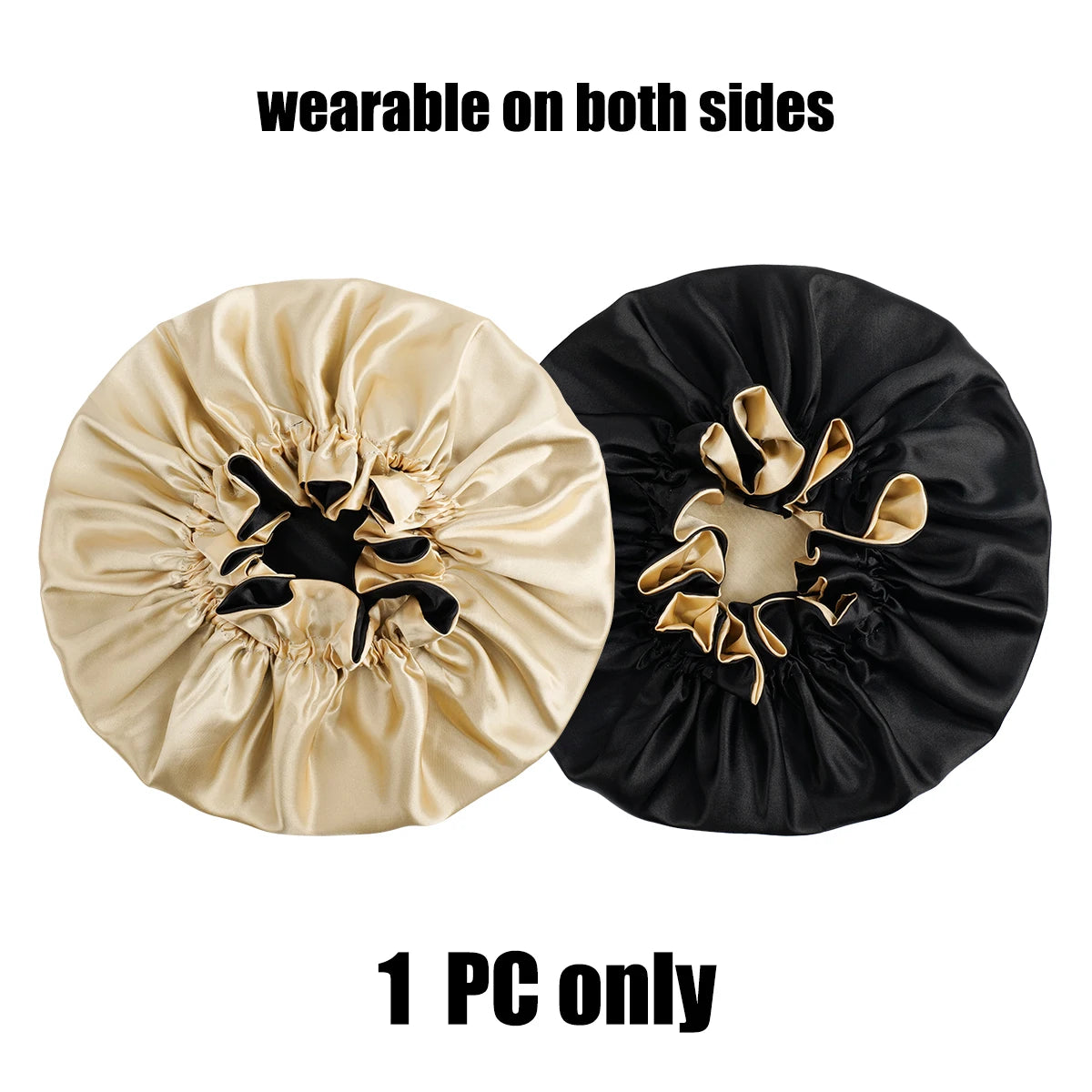 1Pc Double-Layered Minimalist Hair Bonnet Satin Bonnet Sleep Caps Can Be Worn on Both Sides Versatile Cap for Men/Women