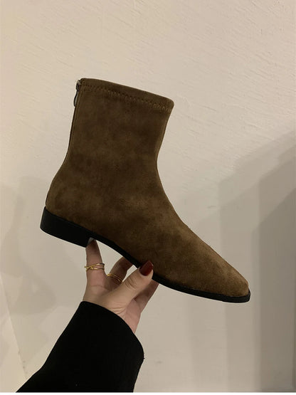 2026 Spring Autumn Women Modern Ankle Boots Fashion Square Toe Short Booties Ladies Casual Low Heel Shoes