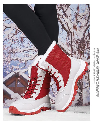 Mid-tube Boots Women's Cotton Boots Plus Velvet Non-Slip Autumn and Winter Snow Boots Women's Korean Fashion Thick-soled Antifre