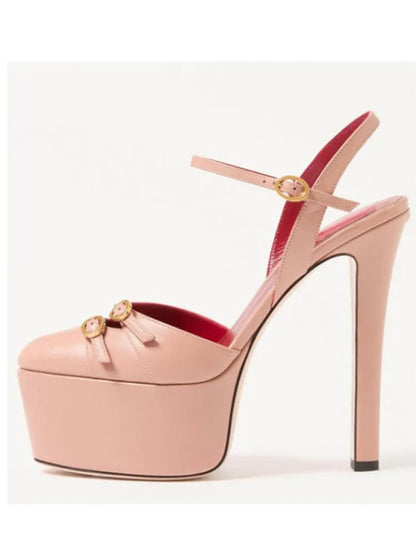 Ladies' Summer New Thick Soled Slim High-heeled Sandals, Fashionable Wedding and Runway Styles, Plus Size High-heeled Sandals