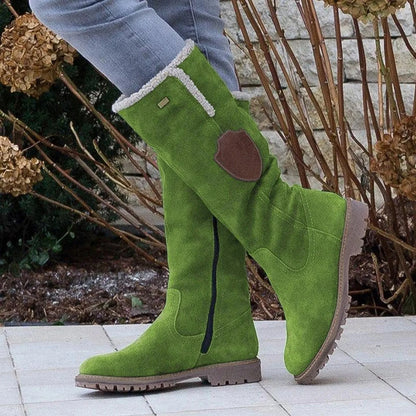 Fashion Half Boots Women Solid Color Large Size Slope Autumn Winter Suede Side Zipper Shoes Round Head Comfort Casual Boots