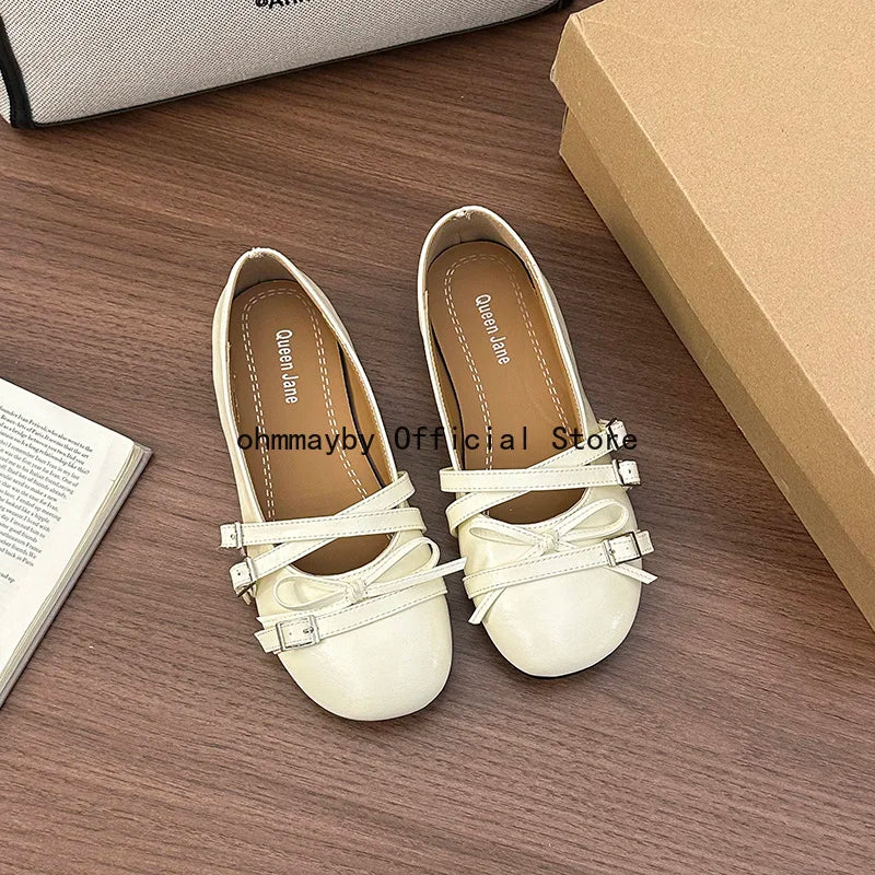 Silver Women Ballet Flats Comfortable Round Toe Shallow Shoes 2026 New Spring Autumn Vintage Ladies Dress Mary Jane Shoes