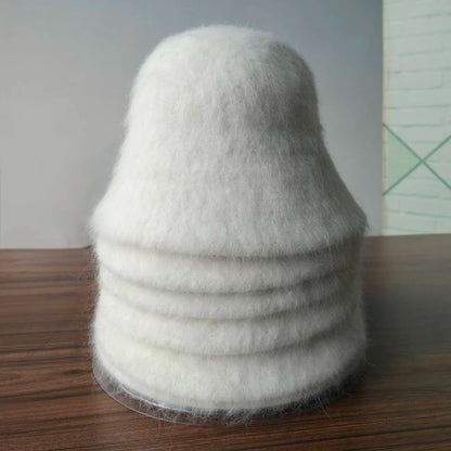 Good Angola Long Rabbit Fur Fisherman Bucket Hat Winter Fashion Soft Warm Wool Basin Cap Foldable Women Gift