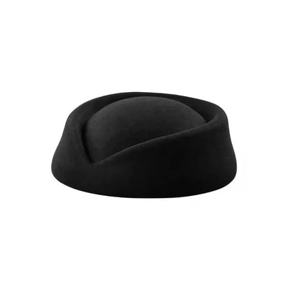 Hepburn Style Black Flat Top Berets Hat Women's French High-end Aviation Stewardess Hat Retro Republic of China Beret
