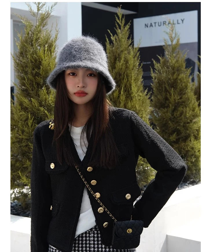 Good Angola Long Rabbit Fur Fisherman Bucket Hat Winter Fashion Soft Warm Wool Basin Cap Foldable Women Gift